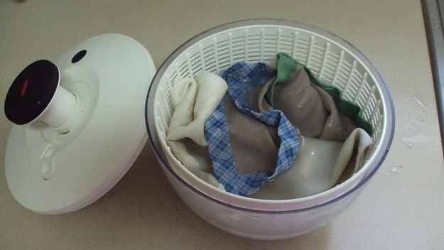 11. Dry delicate tops in a salad spinner.