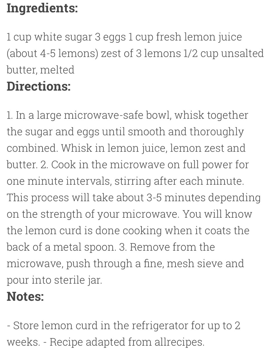 Simple Microwave Lemon Curd Recipe. 😋