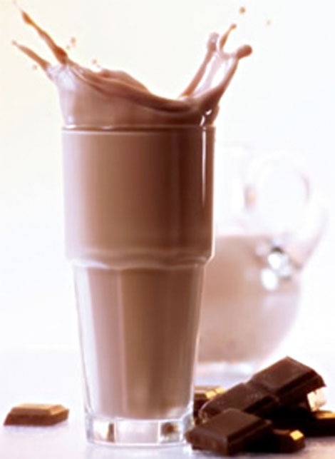 Chocolate Milk:

• Glass-full of Skimmed Milk
• 2 Teaspoons Of Chocolate Syrup