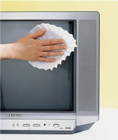 Coffee Filter as Screen Cleaner For lint-free viewing, grab a coffee filter to wipe down dusty and staticky computer monitors and TV screens regularly.