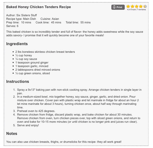 " Baked Honey Chicken Tenders"👍