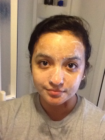 Massage into face make sure its not too soapy or to clear :) let it sit to dry for 7-10 minutes and thenn--->>>