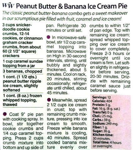 Peanut Butter And Banana Ice Cream Pie - Yumm!