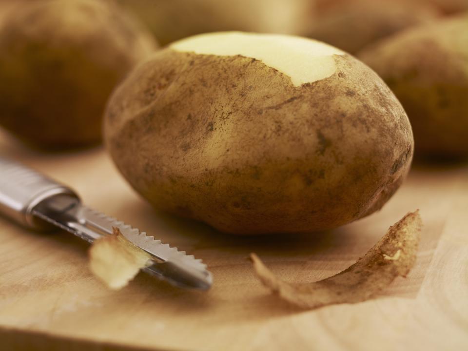 Don't waste time washing and peeling potatoes. Let your dishwasher wash the potatoes for you -- and peel them when they come out clean. OR, boil them with the skin on and give them a dunk in cold water once cooked. This will shock the skins loose and make peeling a breeze.