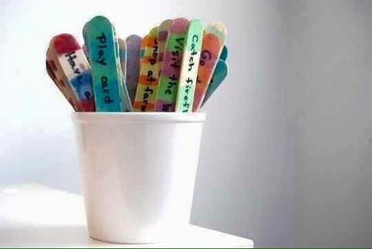 No more complaining that your child is bored... Here is a fun way to write down activities to do 