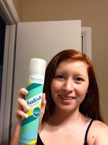 Time for a quick fix! I used batiste dry shampoo! I had to use a lot to soak up all the oil. 