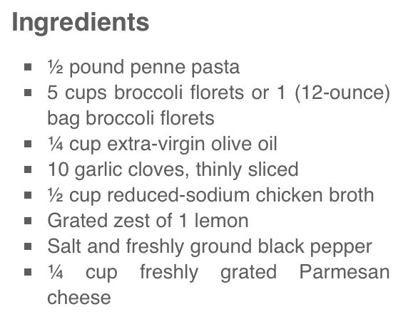 Broccoli, Garlic And Lemon Penne, Delish!!!