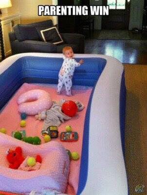 Turn swimming pool into a play pen