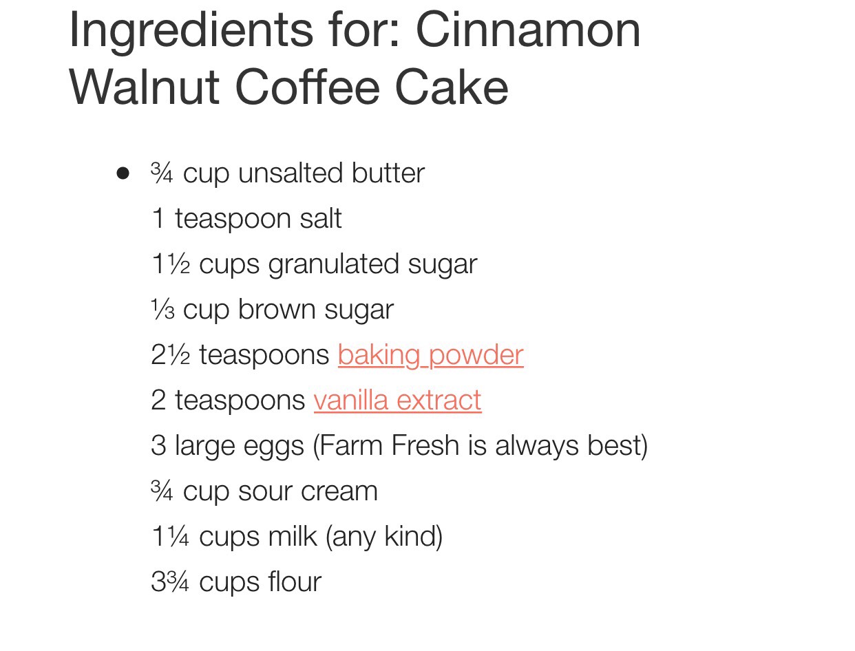 Cinnamon Walnut Coffee Cake