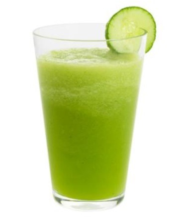 SPA CUCUMBER SMOOTHIE
Peel, seed and chop 2 medium cucumbers. 
Blend with:
Juice of 1 lime
1/2 cup water 
1 cup ice 
3-4 tablespoons of sugar OR honey 