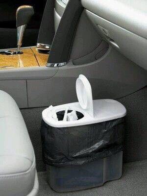 Use a cereal container and a small bag to trash