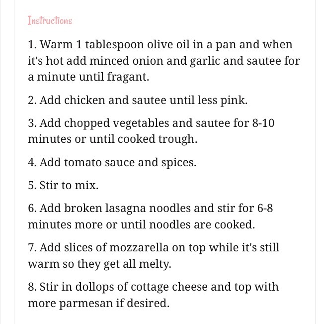 Skinny 30 Minute Skillet Lasagna