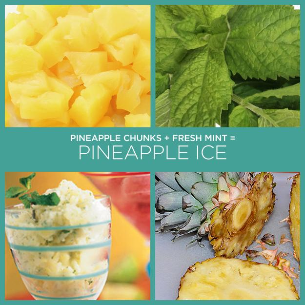 34. Pineapple Chunks + Fresh Mint = Pineapple Ice

