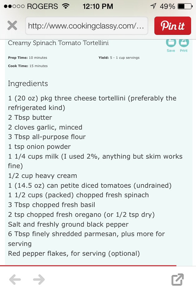 Creamy Spinach Tomato Tortellini