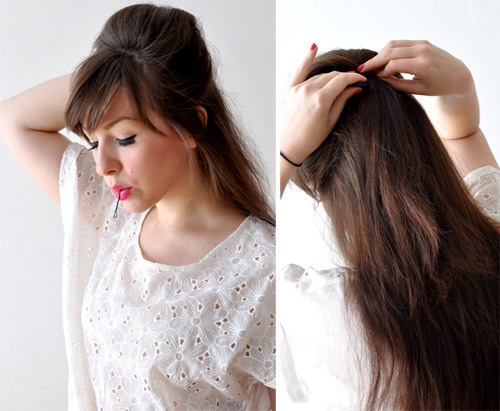 Pin the teased section of hair with a few bobby pins(or more). You can also give the bump a "boost" to add extra volume.
