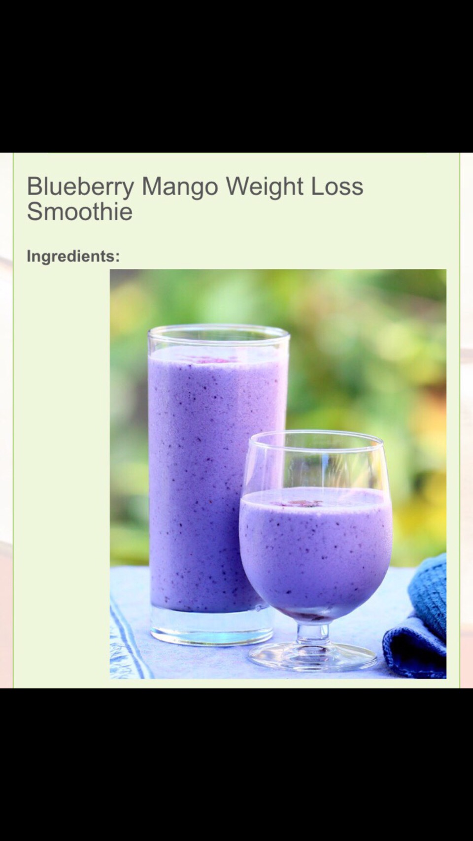 Blueberry-mango Weight Loss Smoothie 