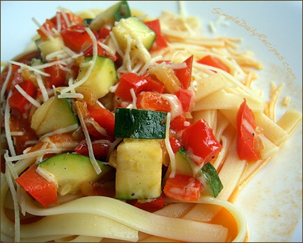 Combine all the ingredients, top with fresh Parmesan cheese and serve! 
