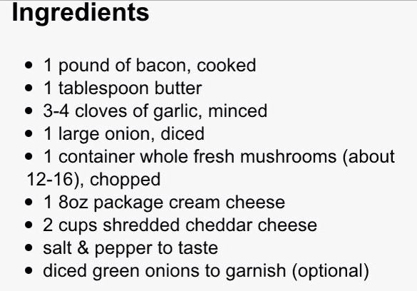 Cheddar bacon stuffed mushroom dip