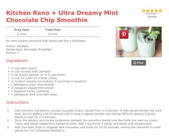 Mint Chocolate Chip Smoothie (mmmmm) #tipIt