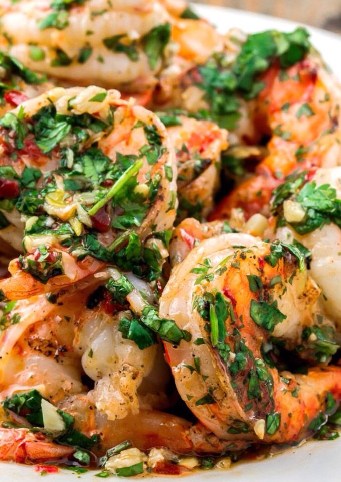 Grilled Shrimp With Garlic Cilantro Sauce Recipe 