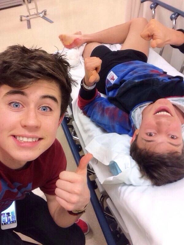 He has 13 stitches in his foot for stepping on a can