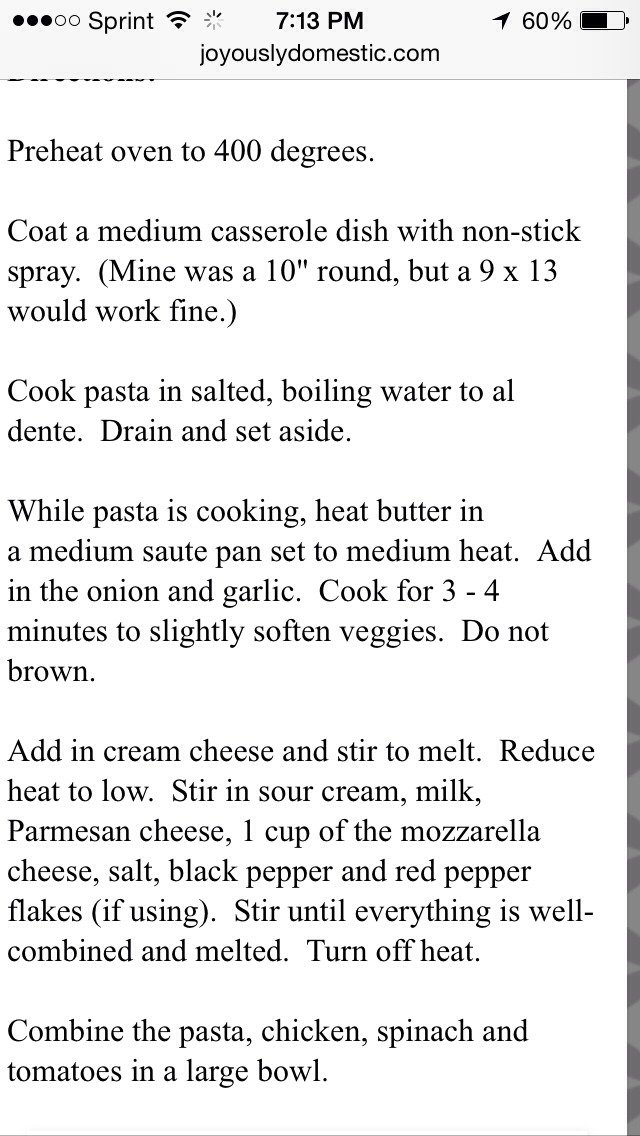 Chicken and Spinach Pasta Bake