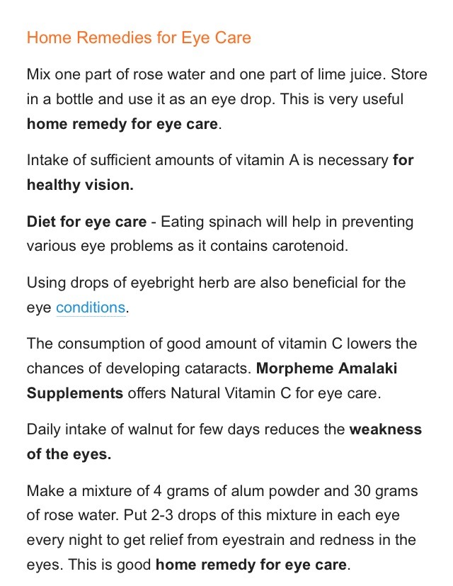 " Home Remedies For Eye Care"