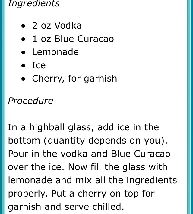 Blue Lagoon Drink And Blended Slush Blue Lagoon!!! 😍😍