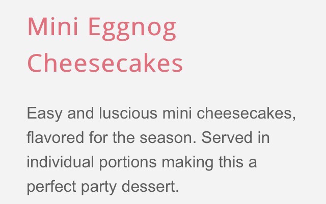 Mini Egg Nog Cheesecakes 