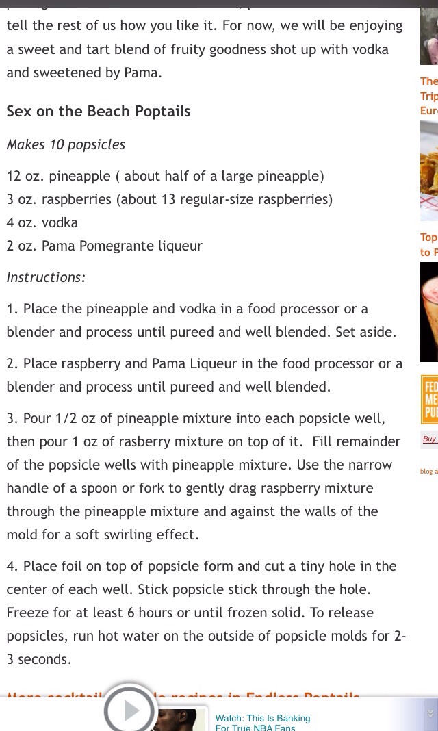 Sex On The Beach Poptails