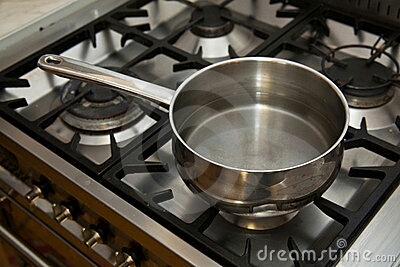 Put half a pan of water onto the heat.