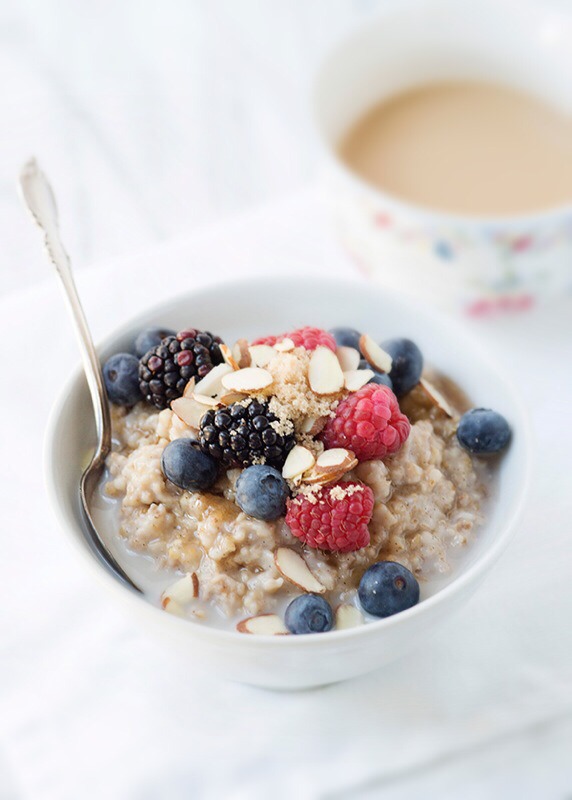 A standard sized bowl of oatmeal for breakfast!