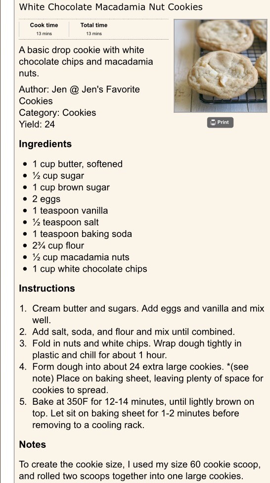 White Chocolate Macadamia Nut Cookies 