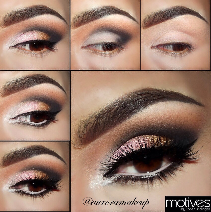 Follow these steps to get a beautiful pink and gold smoky eye effect!