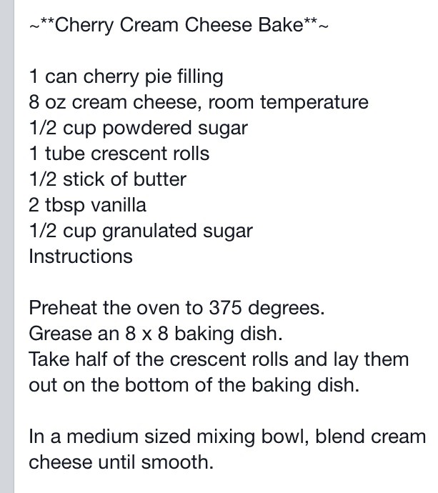 Cherry Cream Cheese Bake. 