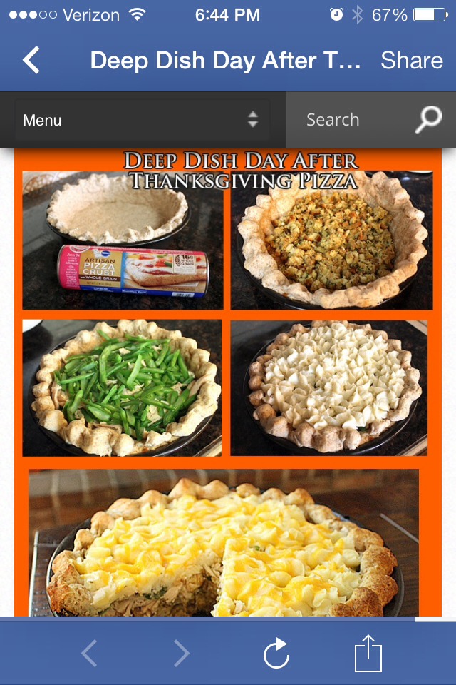 Deep Dish Day After Thanksgiving Pizza!! Great Idea For Thanksgiving Leftovers!!!