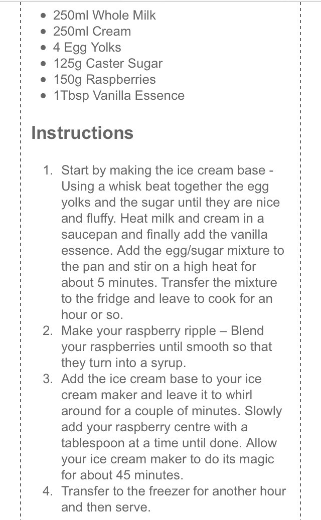 Ice Cream Maker Creamy Raspberry Ripple Ice Cream