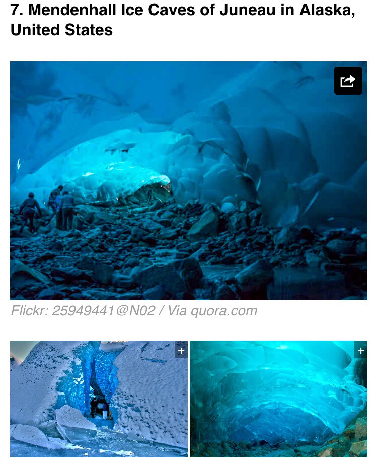 The cave lies beneath the Mendenhall Glacier and it melts as you walk through it.