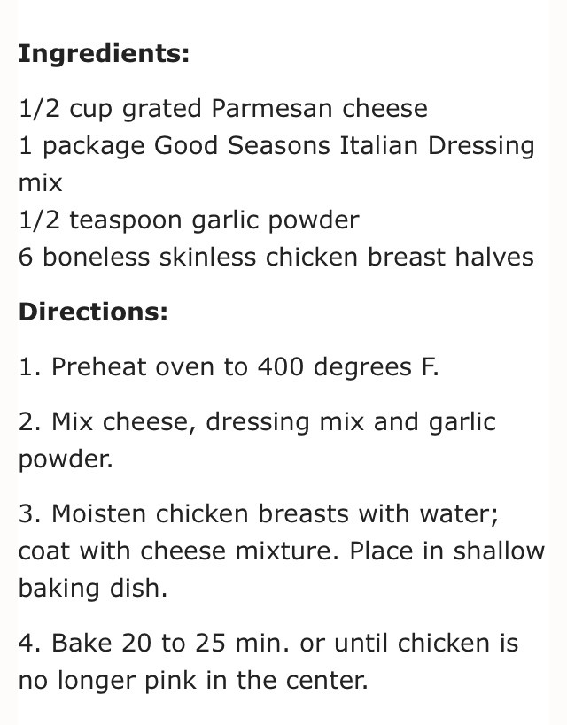 ❤️Baked Parmesan Garlic Chicken ❤️
