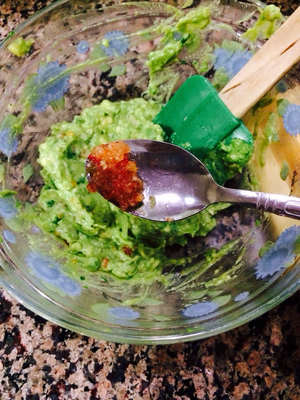 And this is my own personal touch which we call it pepper sauce homemade! If you want to add a little kick to your guac add a little spice of your choice!