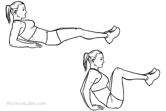 Leg pull-in knee-ups
3 sets/ 10