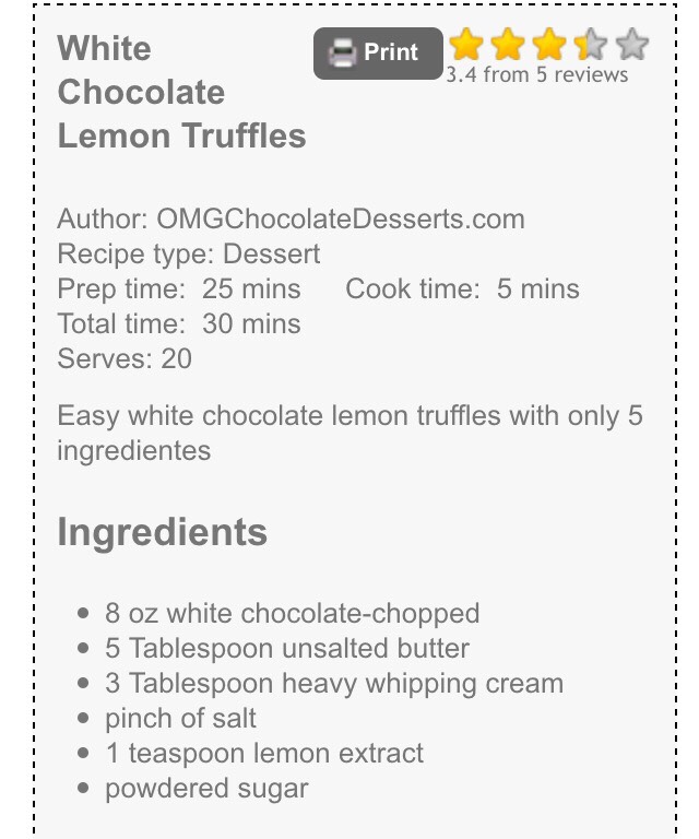 White Chocolate Lemon Truffles
