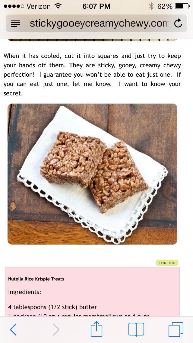 Nutella Rice Krispie Treats