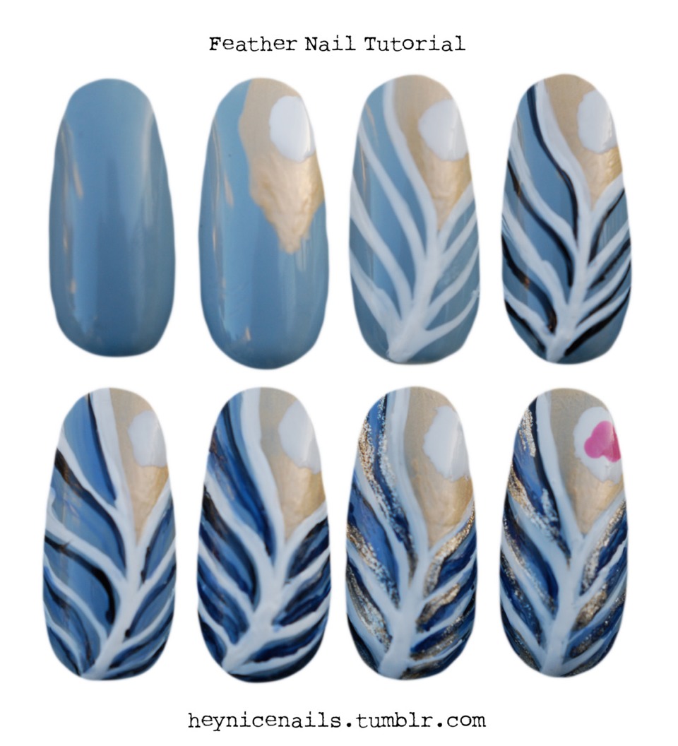 Painted Feather Nails