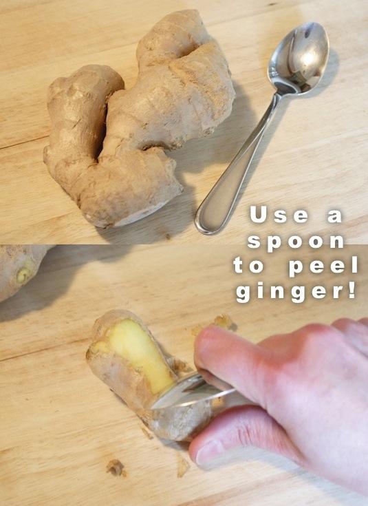 23. Peel Ginger With A Spoon?
That skin isn’t as tough as it looks; The edge of the spoon takes it off with very little effort (even in all of the little crevices and bumps). Leave your knife in the drawer and use a spoon!