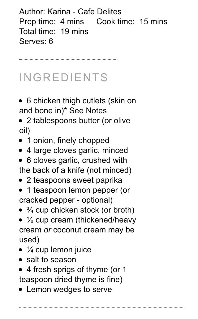 Creamy Lemon Garlic Chicken 