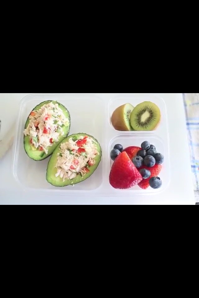 chicken salad in a avocado!!
this is ssoooo tasty and sooo easy to make!
you can make the chicken salad to your liking and then just toss it in and avocado!