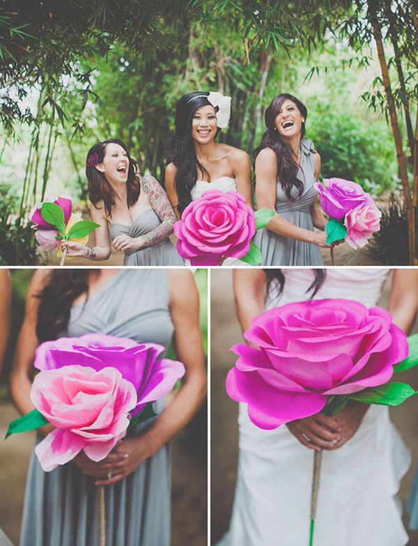 Forgo the typical bouquet for one big-ass paper flower.
It's less expensive and so much more DrAmAtIc!