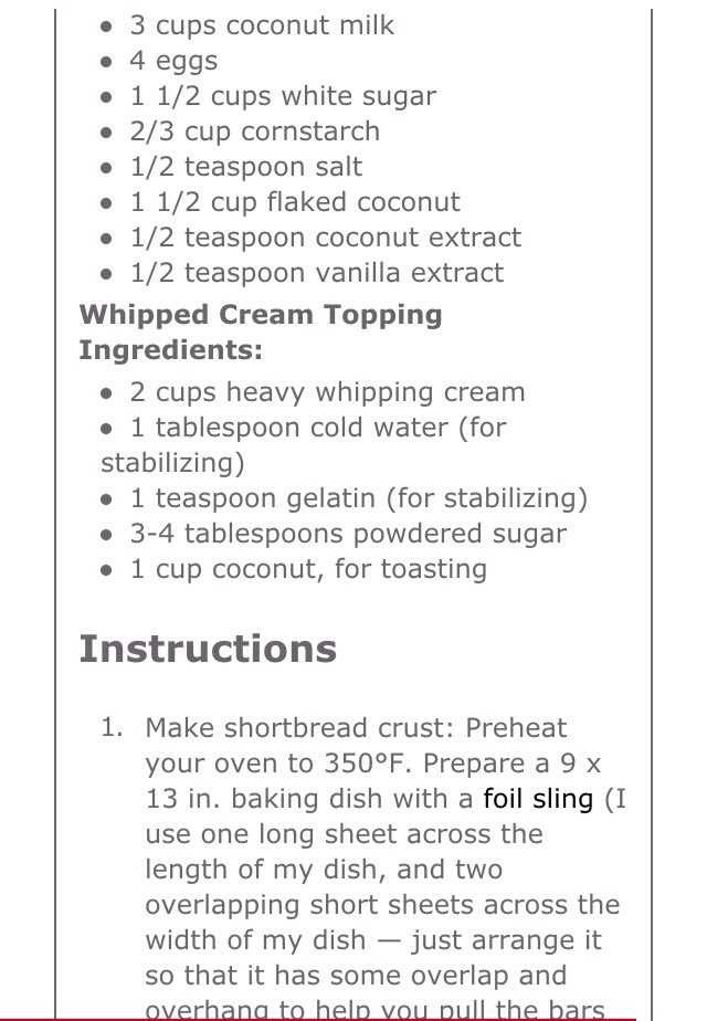 Coconut Cream Pie Bars 