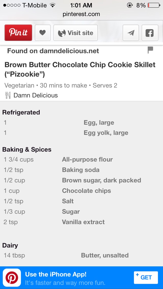 Brown Butter Chocolate Chip Cookie Skillet!